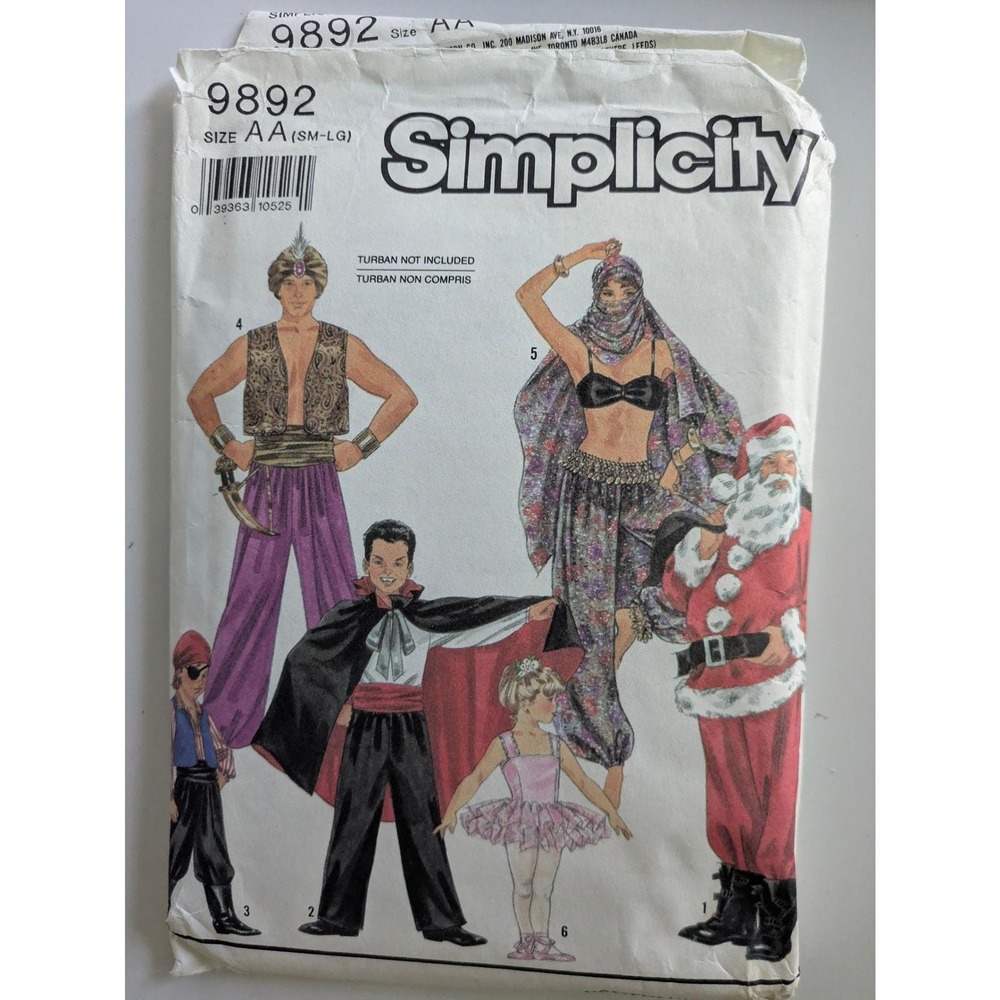 Costume Sewing Patterns Child Adult Lot 5 Pirate Princess Vampire Santa Witch - Picture 6 of 8